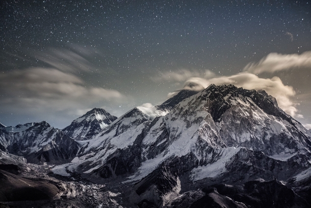 We slept at  feet acclimatizing for an Everest ascent when I took this frame as part of an all-night time-lapse - Mount Everest from the summit ridge of Lobuche peak Nepal  Photo by Renan Ozturk