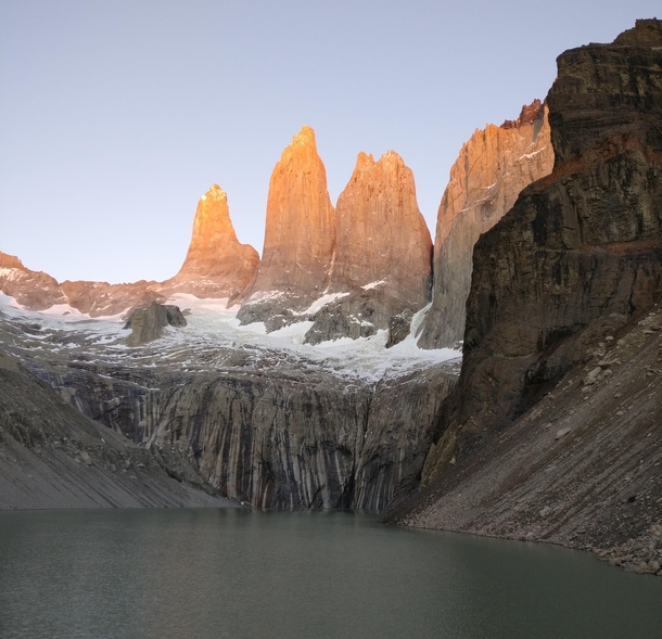 We waited in sleeping bags all morning for these shots near Torres Torres del Paine National Park Chile 