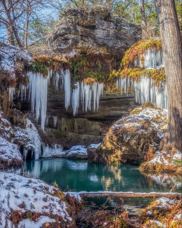 Westcave Preserve in Austin Texas following snow storms  OC