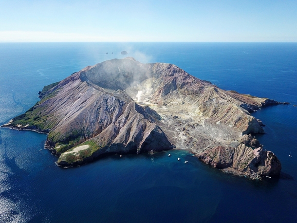 Whakaari aka White Island off NZ east coast before the volcanic eruption of  - x 