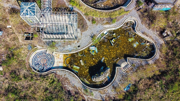 What remains from the outdoor pool at an abandoned waterpark in Berlin