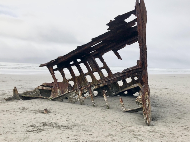 What remains of the Peter Iredale which was ft long and ran aground on coast of Oregon in  