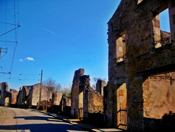 Whats left of a village in Oradour-sur-Glane France after being attacked in WWII 