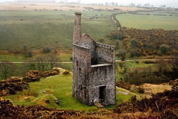 Wheal Betsy - the last standing Engine House mining zinc lead and silver on Dartmoor England 