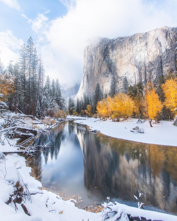 When Fall Meets Winter First Snowfall at Yosemite National Park  nickfjord