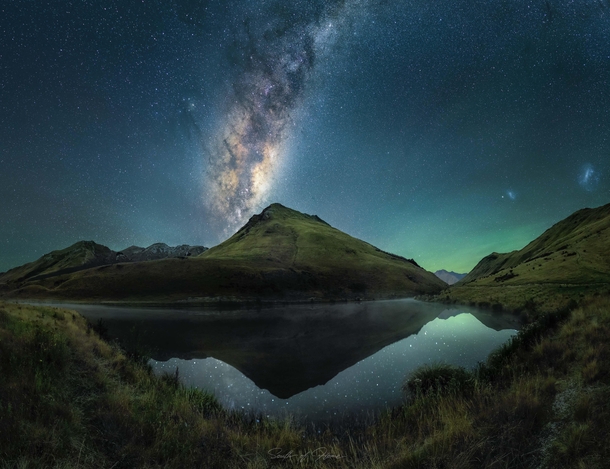 Where Earthporn meets Spaceporn The Milky Way core is making its way back for winter Lucky enough to live literally five minutes away from this spot Lake Kirkpatrick Queenstown New Zealand  south_of_home