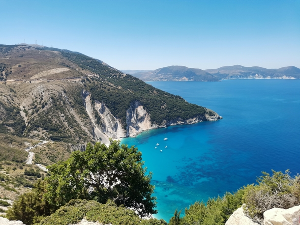 Where green meets with blue Myrtos Beach Kefalonia -Greece 