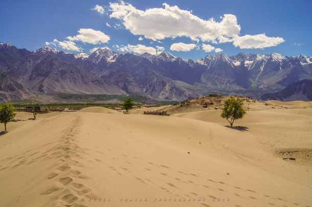 Where sand dunes meet snow-capped mountains Skardu Pakistan  by Adeel Shaikh