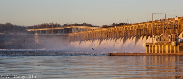 Wilson Dam with spillways open Florence Alabama 