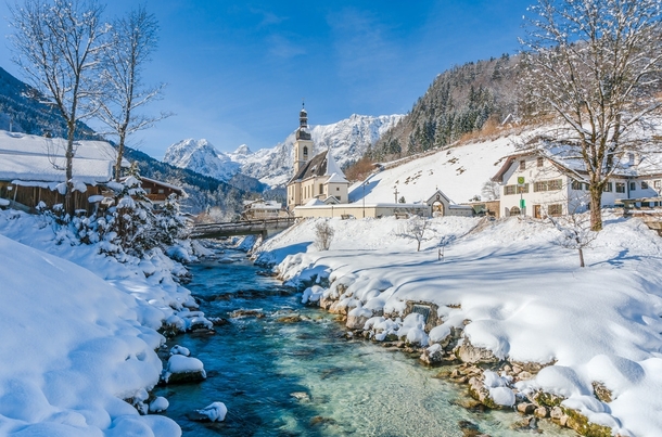 Winter morning in Berchtesgaden Germany 