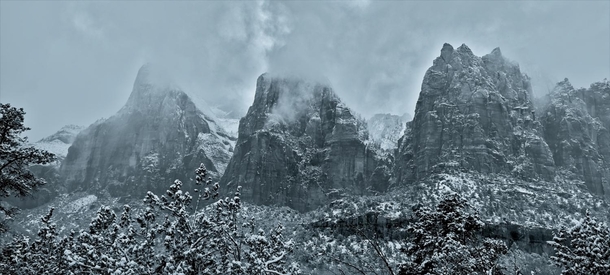 Winter Storm Court of the Patriarchs Zion National Park Winter  