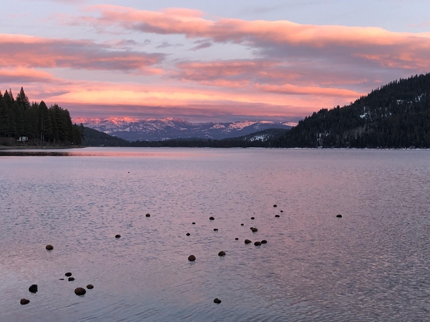 Winter Sunset Donner lake Truckee CA