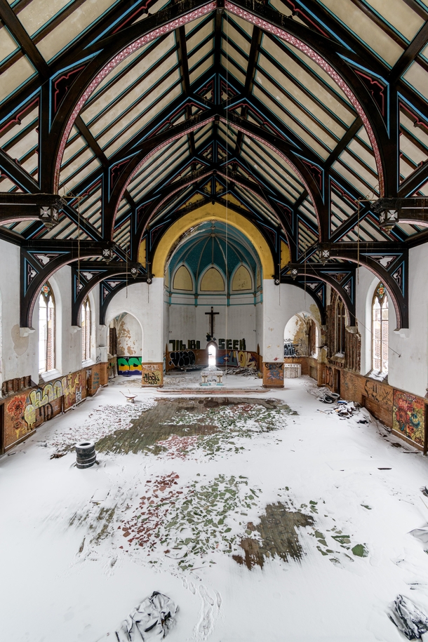 Winter wonderland in a decaying cathedral