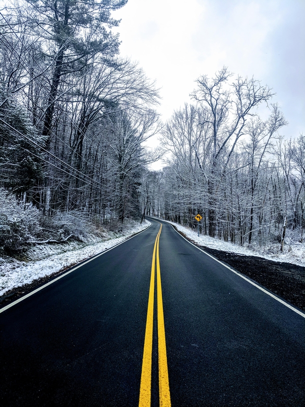 Wintry Road in Cuyahoga Valley National Park OH