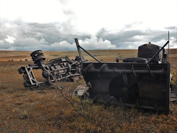 WW-era snowblower abandoned on top of a mountain CANOL Trail NWT Canada