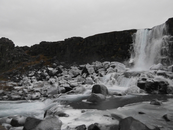 xarrfoss Icelands Frozen Waterfall Thingvellir National Park 