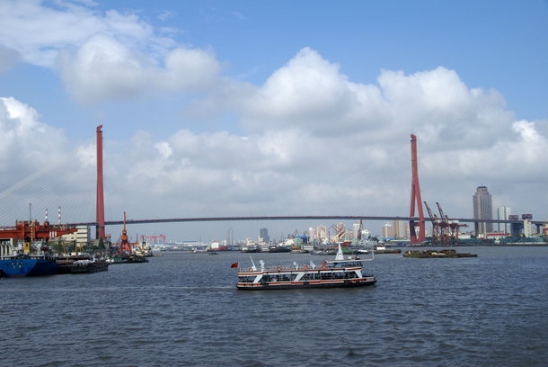Yangpu Bridge crossing the Huangpu River Shanghai 