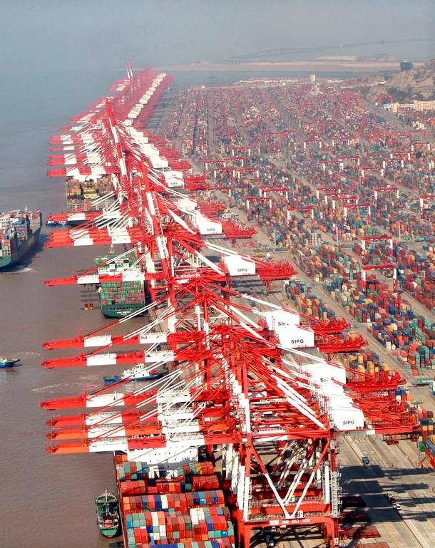 Yangshan Port in Hangzhou Bay south of Shanghai 