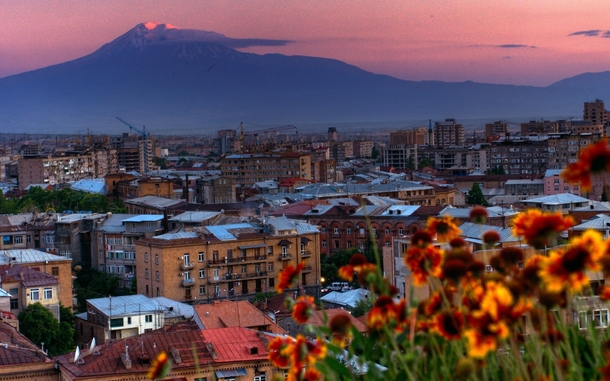Yerevan Armenia with mount Ararat in the background 