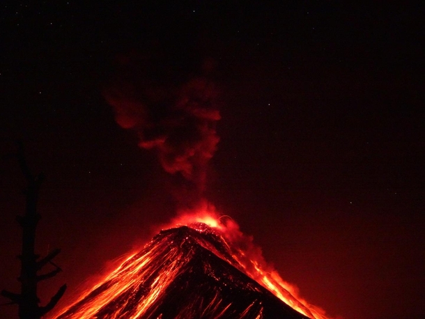 Yesterday last night I climbed volcn Acatenango in Antigua Guatemala amp watched Volcn de Fuego erupt all night Simply breathtaking 