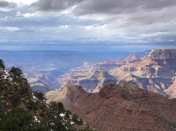 Yesterday was my first time to the Grand Canyon It was cloudy then the sun poked through and everything changed 