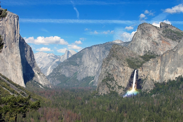 Yosemite California- Bridalveil Falls in the afternoon 
