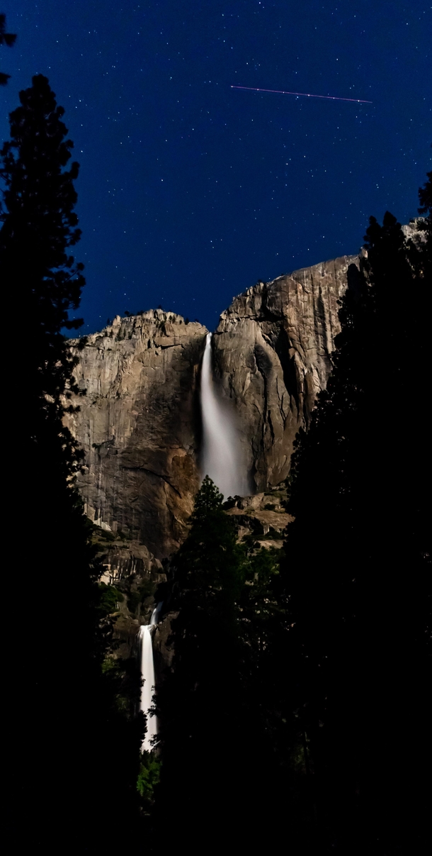 Yosemite Falls under moonlight 