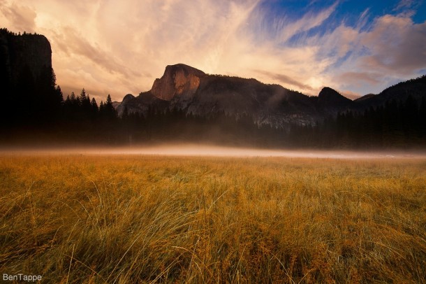 Yosemite Valley foggy Sunset  OC