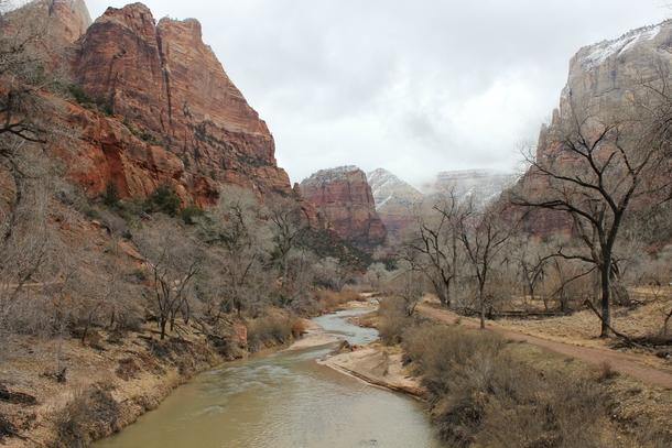 Zion National Park UT A chilly February morning 