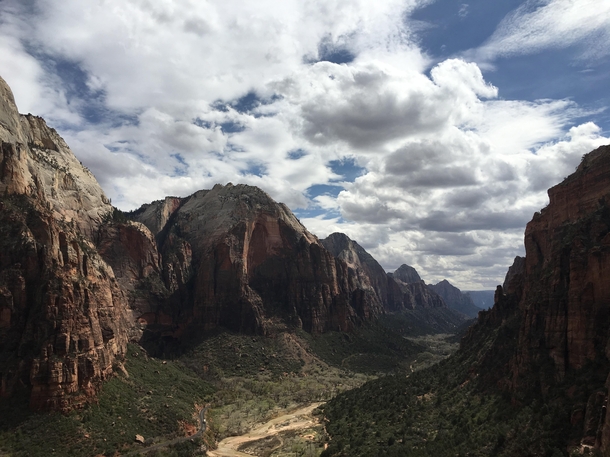 Zion National Park Utah x OC - on the hike up to angels landing and turned around to another postcard view