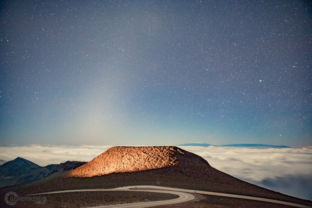 Zodiacal Light atop Haleakals  ft summit just before sunrise - Maui Hawaii 
