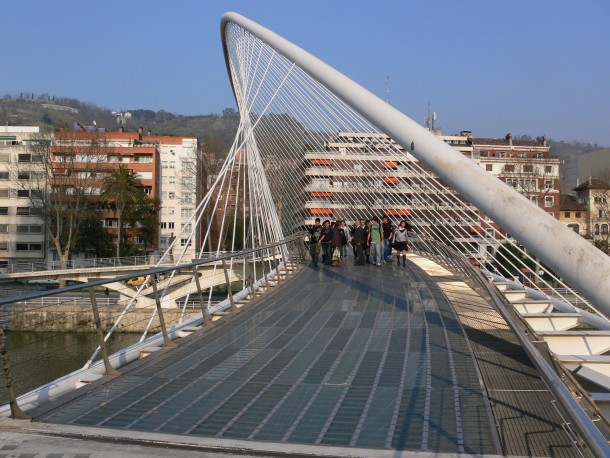 Zubizuri bridge in Bilbao Spain - architecture by Santiago Calatrava 