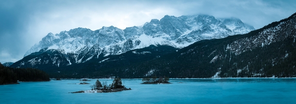 Zugspitze and the Eibsee Bavaria Alpes Germany 