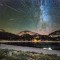Happy New Years Eve Heres some celestial fireworks a composite of  meteors over Lassen Peak in Northern California 