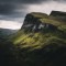 The Quiraing on the Scottish Isle of Skye during a stormy day 