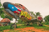  A graffiti-laden DC- airplane built  in northwest Puerto Rico My dad says it was placed here decades ago with the intention of being turned into a restaurant