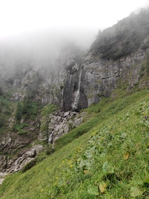  A small waterfall after a light rain Bucegi Mountains Romania
