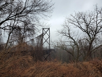  Abandoned suspension bridge in Cleveland Ohio USA