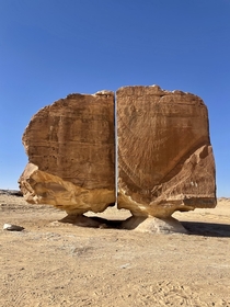  Almost perfect naturally formed straight line down the centre of this rock formation close to Al Ula Saudi Arabia