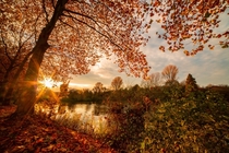  An autumn sunset near a lake in Germany
