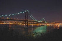  de Abril bridge at night Lisbon Portugal 