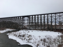  ft long Spring Creek Railroad Trestle near Lewistown MT USA Built in  Steel section in middle to stop fires
