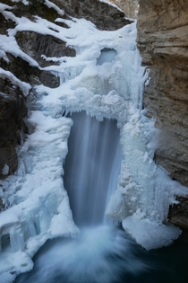  Half-Frozen Waterfall - Johnston Canyon Banff AB x
