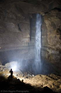  Massive Waterfall In a Tennessee Cave the people are for scale 