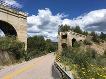  Railroad bridge built on the Chicago to Pacific Railroad Line near Missoula Montana Abandoned in  and partially demolished