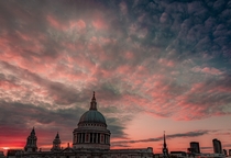  sunset behind St Pauls in city of London England  x 