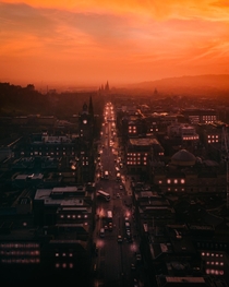  The city of Edinburgh at dusk from above