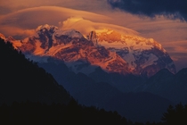  The Sunset of Manasulu I took this photo in Nepal while I was trekking in Annapurna Circuit