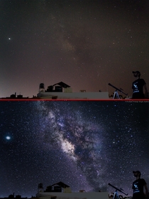  vs  Most of the Milky Way shots we see have mountains deserts lakes etc in the foreground indicating that you need to go to a darker area to capture the Galaxy Here Ive attempted to image the Galaxy from a fairly light polluted city in India by stacking 