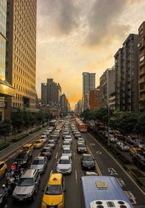  Xinyi Road in Taipei at sunset